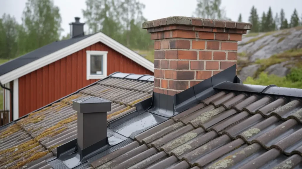 slagregn i juni t ta skorstensbeslag och genomf ringar stoppa l ckaget innan semestern