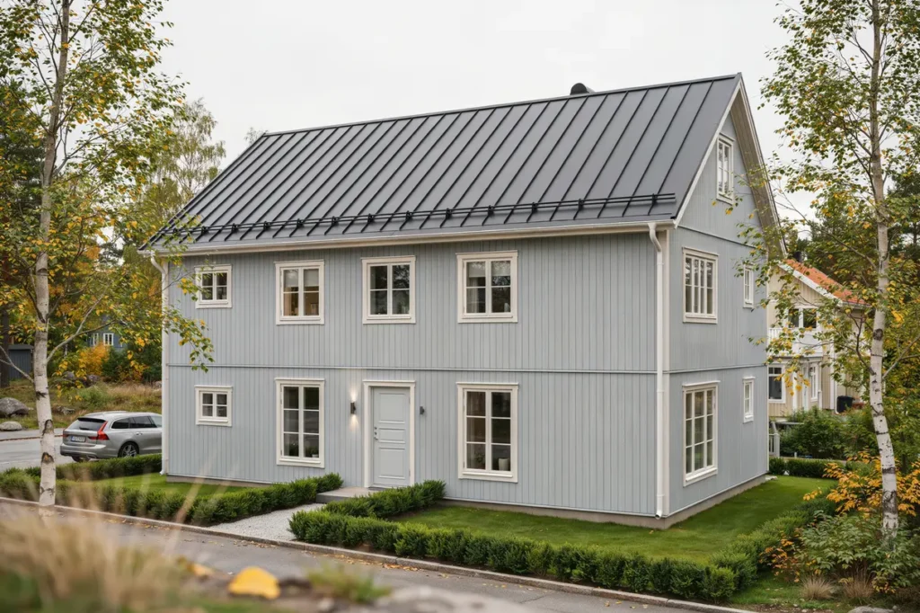 montering av sn rasskydd och taks kerhet p villa i hageby