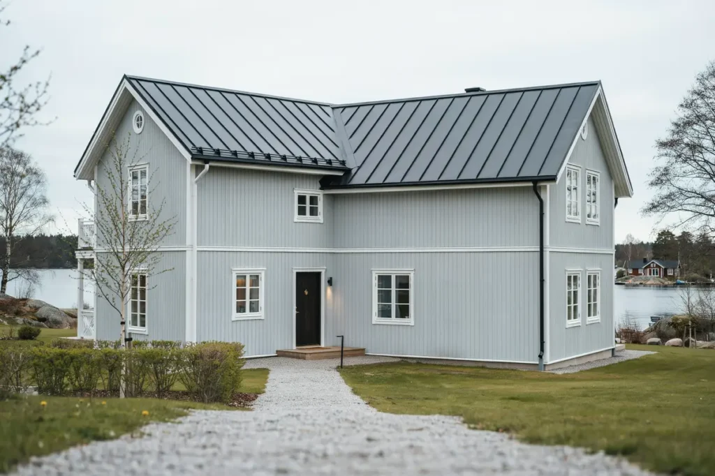 takrenovering med ny takavvattning p villa i lind
